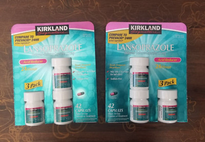 Kirkland Lansoprazole 2 x (3-Pack) Delayed-Release  Total 84 Capsules EXP 06/25