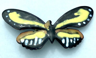 UNIQUE Vintage 50s 60s LARGE Enamel Butterfly ART Brooch Pin ~Hollywood Regency~