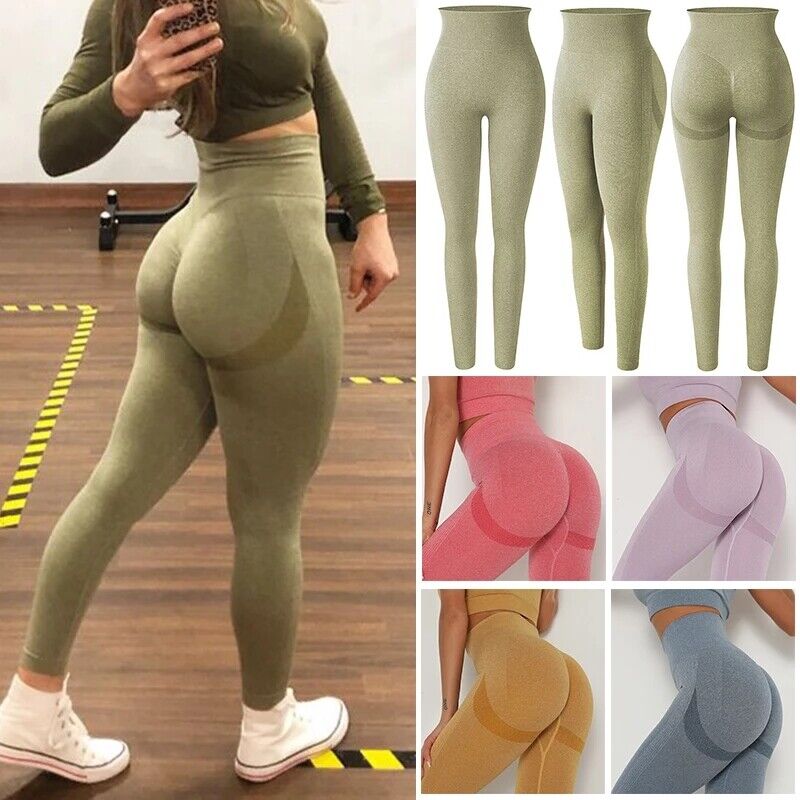 Women Seamless Leggings High Waist Yoga Pants Push Up Fitness Sports Workout  US