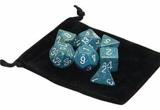 New Chessex Polyhedral Dice with Bag Sea Speckled 7 Piece Set DnD RPG CHX 25316