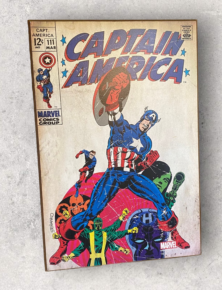 Vintage CAPTAIN AMERICA 12 Cent Marvel Comics Group Wooden Poster