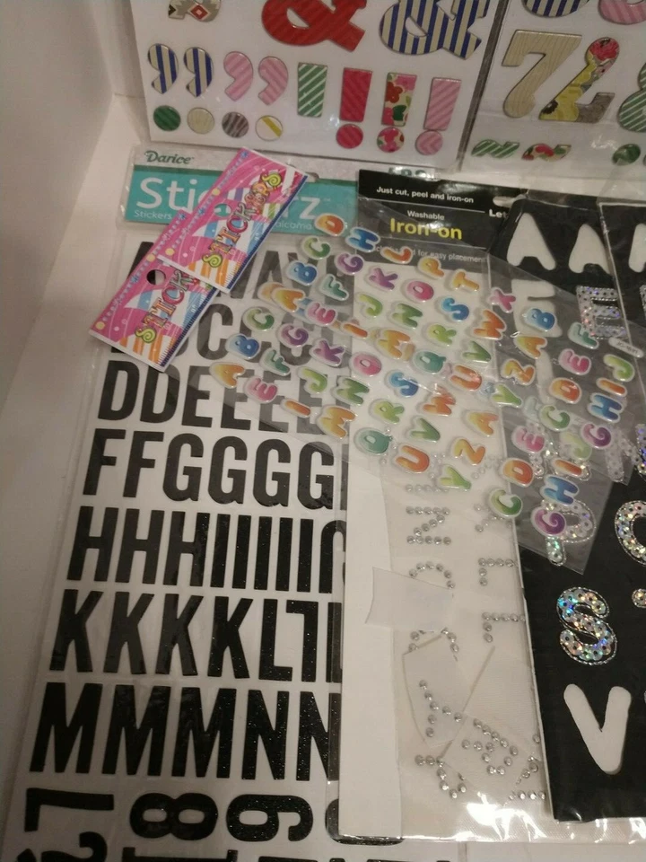Lot of Alphabet, Letters & Number Stickers ~ 14 Sheets ~ Cardboard,Glitter,Puffy - Image 4 of 4