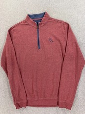 Johnnie-O Cotton Blend Quarter Zip Pullover Sweater Men's Medium Red