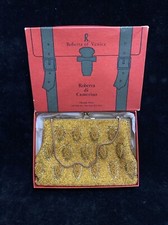 Vintage NOS Mid Century Gold Beaded Bag Clutch Purse Roberta di Caemerino K7