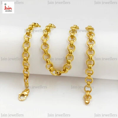 Echt Gold 18 Karat,22 Karat Beschauzeichen Panzerkette Kubanisch Kette Link - Bild 1 von 4
