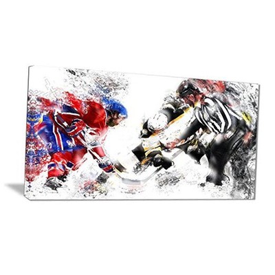 Digital Art PT2524-32-16 Hockey Face Off-Large Sport Canvas Art 32L'' x 16W''