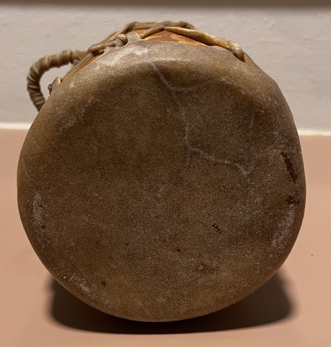 Rustic Native American Rawhide Log Drum 7 “ high x 5 “ Wide. Pre-owned. - Picture 4 of 9