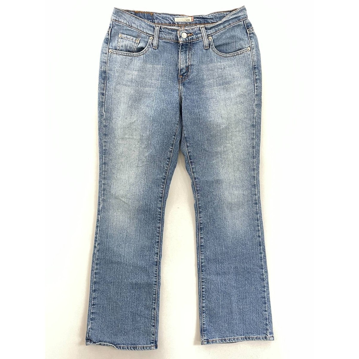 Levis Womens 529 Curvy Boot Cut Jeans Blue Stretch Stone Wash Mid