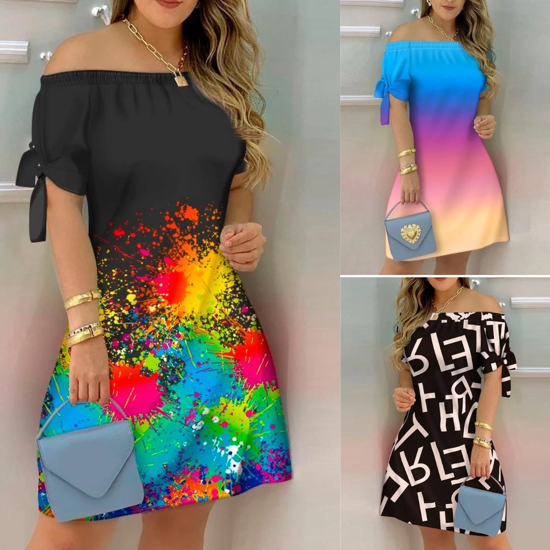 Vestidos De Verano Para Mujer Ropa De Moda Casual Manga Corta Estampado  Casuales