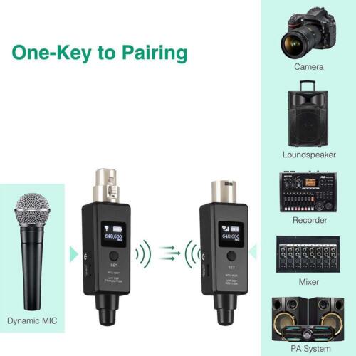 Wireless Transmitter Receiver UHF System XLR Connection For Dynamic Microphone - Afbeelding 1 van 10