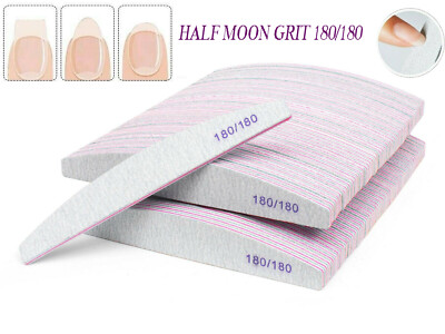 Nagelfeilen 180/180 Körnung Halbmond Emery Board Bufferfeile Diamond Curve Set