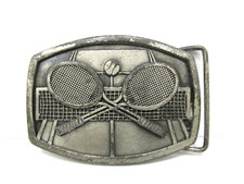 Vintage 1977 Tennis Rackets Belt Buckle Indiana Metal Craft