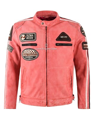 SIZMA Herren Lederjacke Klassisch Motorrad Mode Echt Lammleder 5011
