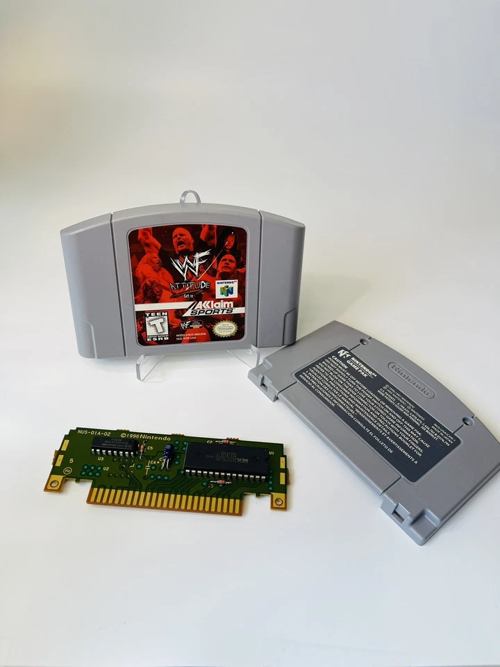 WWF Attitude N64 (Nintendo 64, 1999) AUTHENTIC Cartridge Works Polished Pins!! - Image 3 of 4