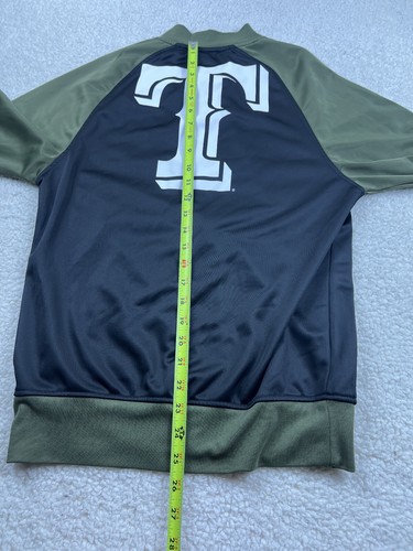 Chaqueta Texas Rangers New Era MLB Cremallera Completa Para Hombre S Negra Verde Letterjacket - Imagen 8 de 8