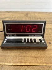 Vintage SPARTUS Digital Red LED Alarm Cock Model No. 1140 TESTED WORKING Clean