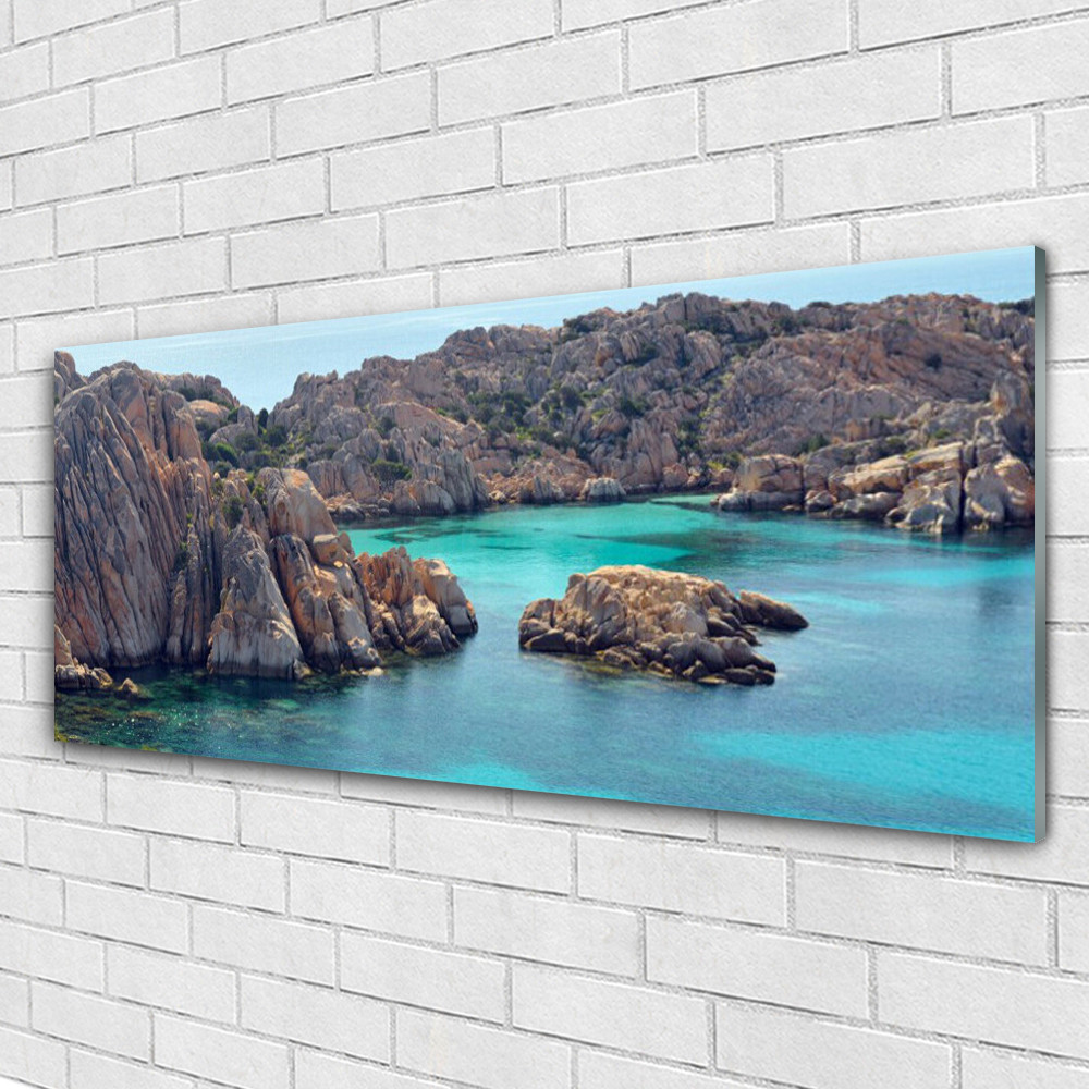 Tableau mural decoration paysage marin impression sous verre 125x50 Golfe
