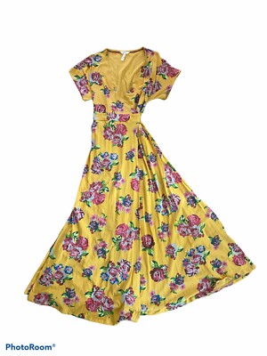 knee length dresses for ladies Evangela Lemon Lace Crew-Neck Maxi Dress With Wrap-Detail  Club L London