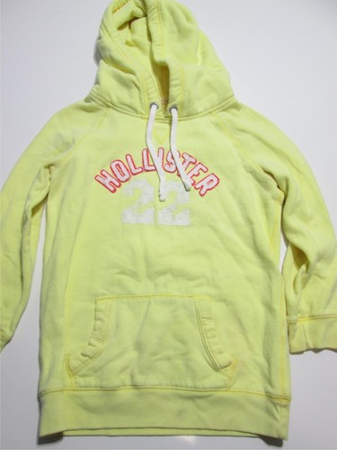 Hollister Unisex Youth Size M Hoodie Yellow Tie Pocket Cotton Blend Long Sleeve