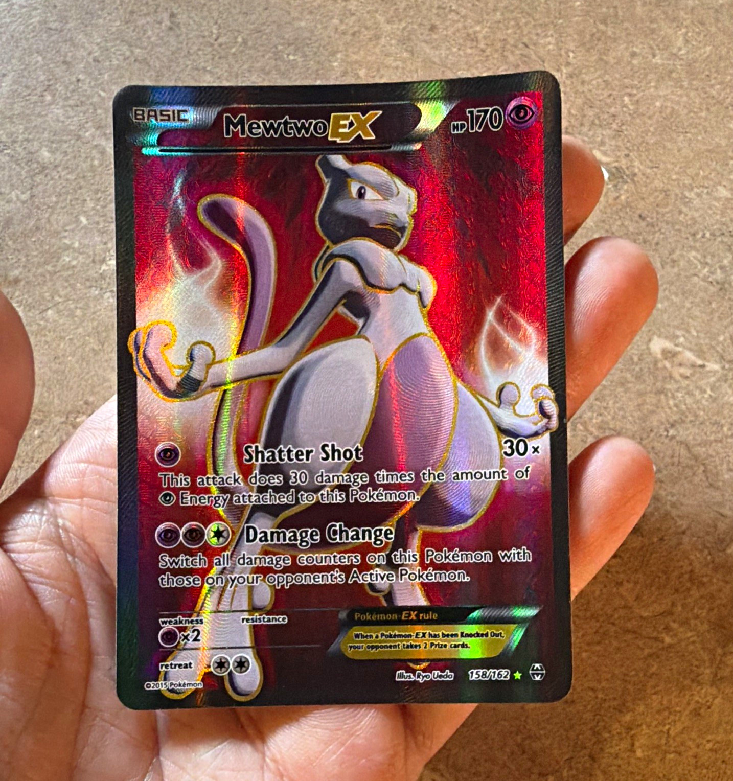 Mewtwo EX 158/162 Breakthrough Full Art Holo UR English 2015 170 HP