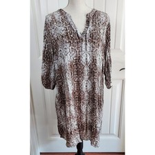 Snakeskin Print Dress Women's Rayon V Neck Casual Midi Dress tunic XXL