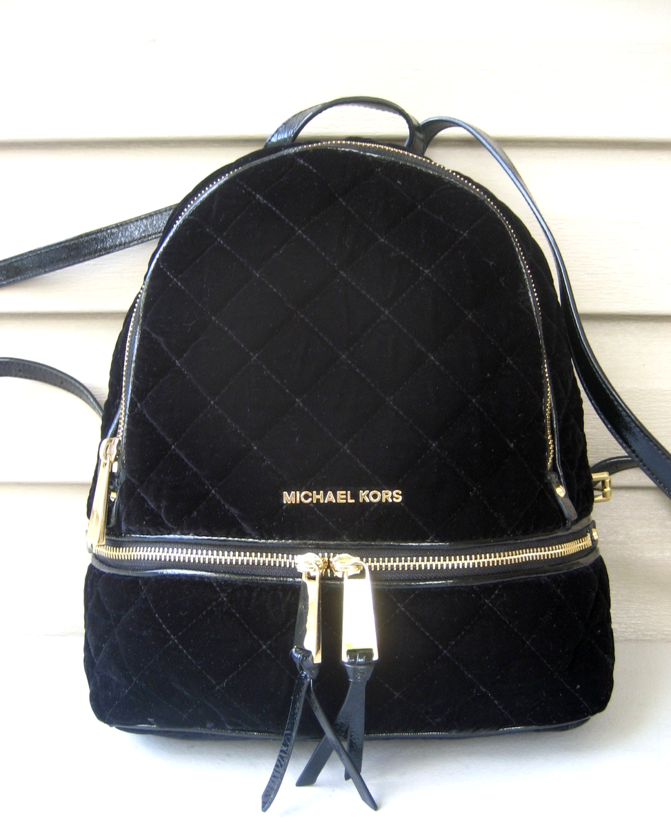 Michael Kors Black and Gold Backpack Michael Kors Womens Medium Zip Pocket Backpack Black  main image 3