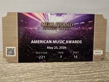 2026 AMERICAN MUSIC AWARDS COMMERATIVE LAMINATED TICKET LAS VEGAS