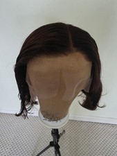 Reddish Brown Human Hair Wig With 1b Colour Roots. 8inch 180 Density