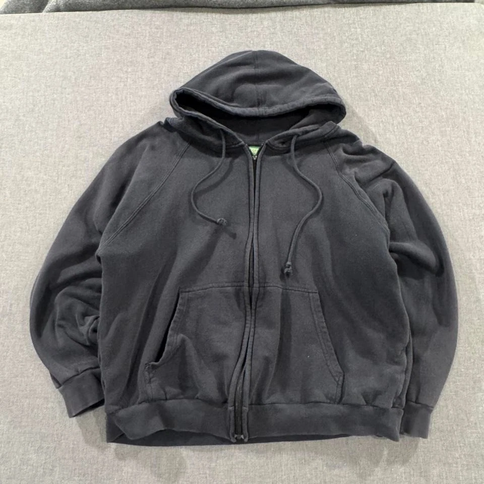 Vintage 90s Ozark Trail Thermal Hoodie Full-Zip Faded Black Mens Large