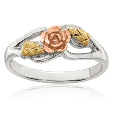 Mount Rushmore Black Hills 925 Sterling Silver Gold Rose Flower Ring