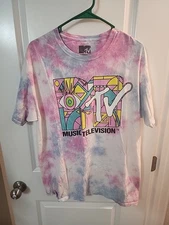 MTV Mens T-Shirt Size M Medium Classic Pastel Eyeball Logo Image 2020 Music
