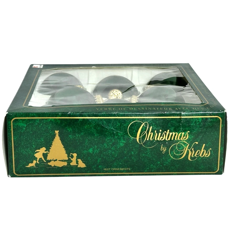 Kmart Navidad por Krebs Vintage Adornos de Vidrio Verde Oscuro Oro Top-Juego de 8  Foto 4 de 4