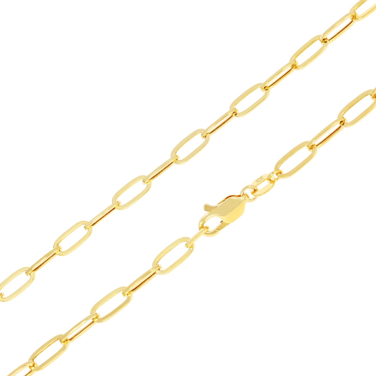 10k Yellow Gold 4mm Paperclip Chain Rolo Dainty Link Cable Necklace Womens 18"