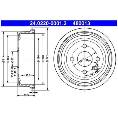 2x ATE Bremstrommel hinten 568039 568054 568057 90168958 96175281 21158253