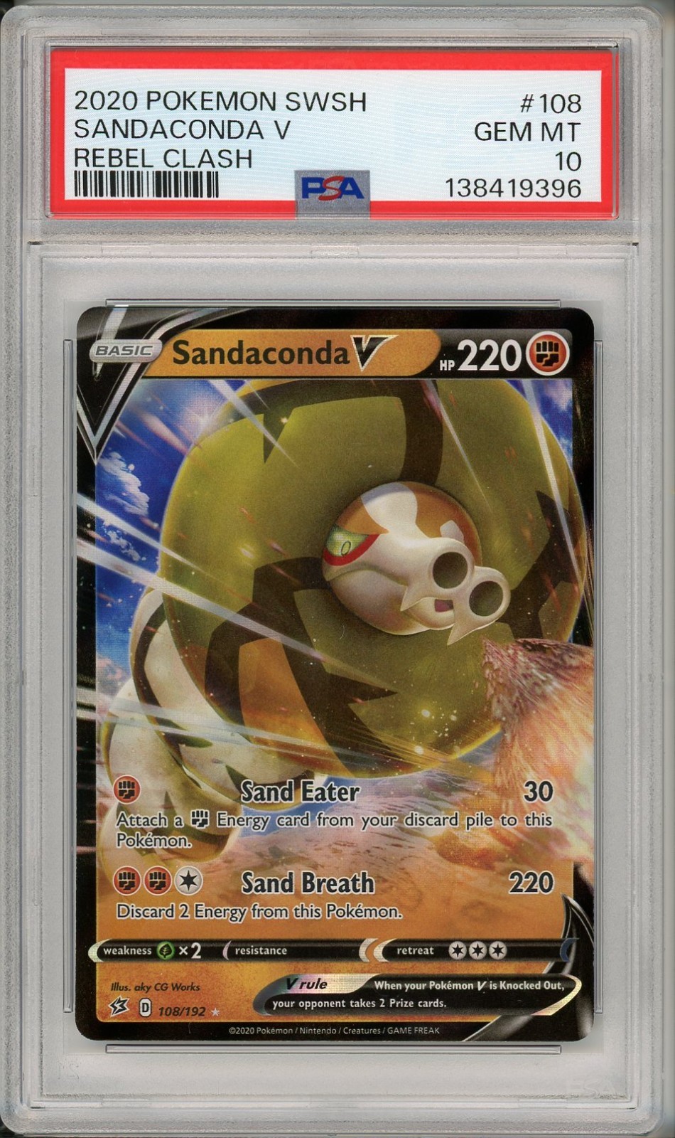 2020 Pokemon SWSH Rebel Clash Sandaconda V #108 PSA 10