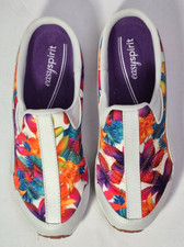 Easy Spirit Traveltime Slip On Colorful Floral Clogs Walking Shoes Women's Sz 6M