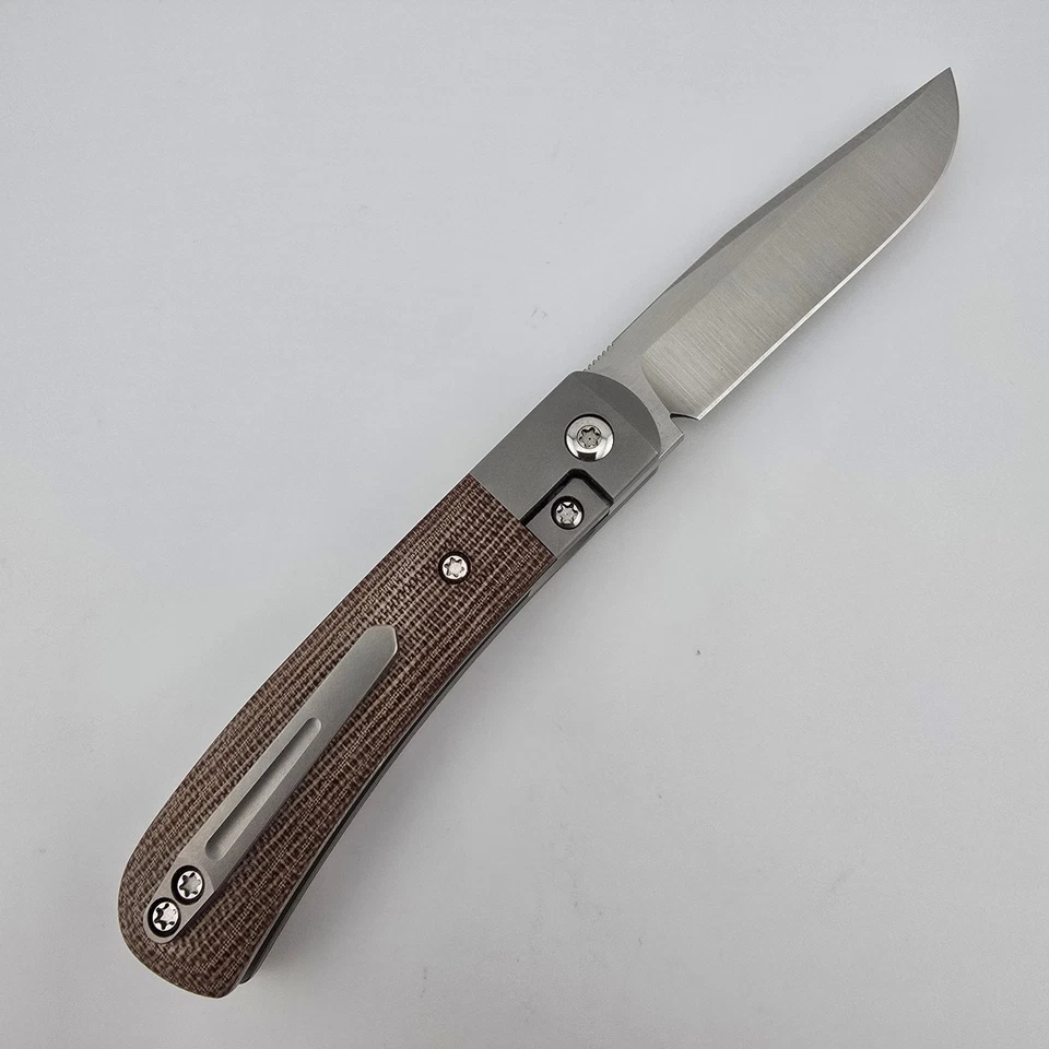 Pena X Series Trapper Folding Knife 3.25" M390 Brown Micarta Titanium Bolsters - Image 2 of 4