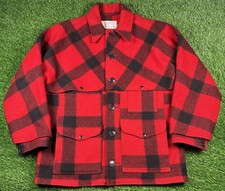 Vintage CC FILSON USA Mens Large 100% Wool Double Mackinaw Jacket Cruiser Red