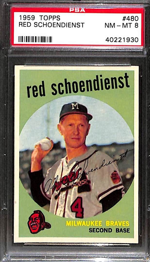 1959 TOPPS #480 RED SCHOENDIENST PSA 8 NM-MT 40221930 