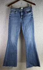 Mother The Weekender Fray Jeans 27 Groovin’ Flare Distressed Raw Hem