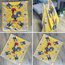 Borsa vintage portoghese Galo de Barcelos con coulisse 57x47 cm giallo gallo sacco