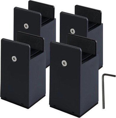 4-Inch Bed Risers with Felt Bottom for Floor Protection - Black Set of 4