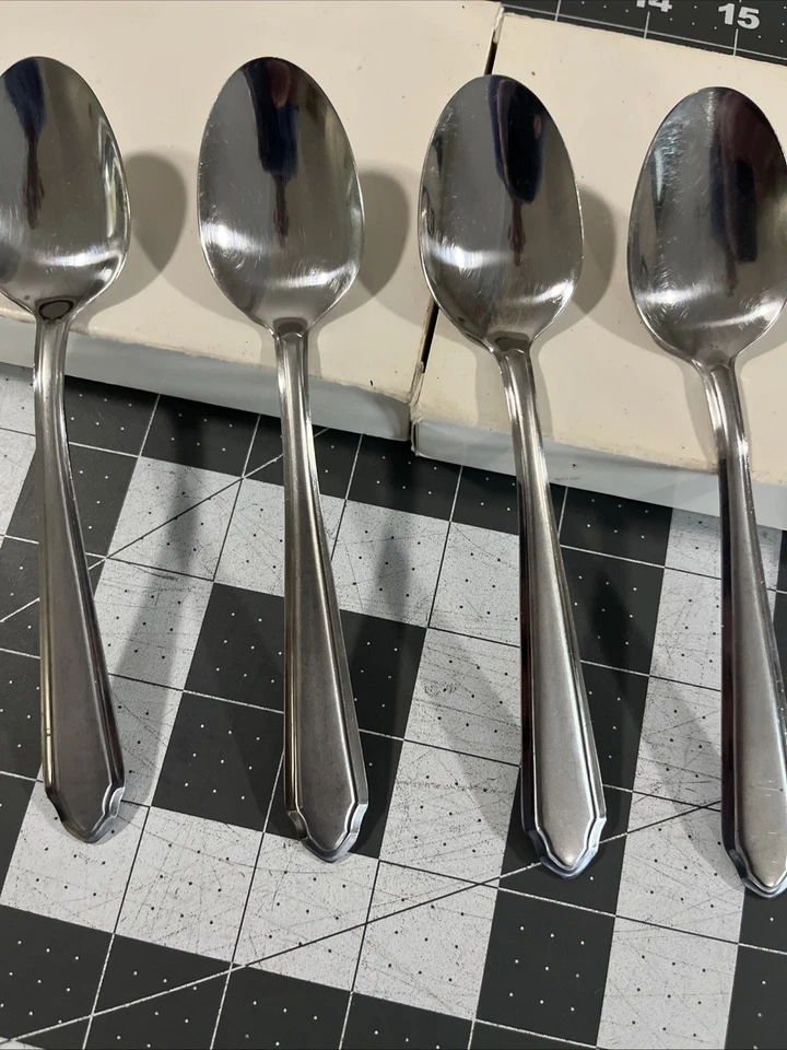 Hampton Silversmiths Quattro (4) Teaspoons Stainless Flatware Replacements - Image 4 of 4