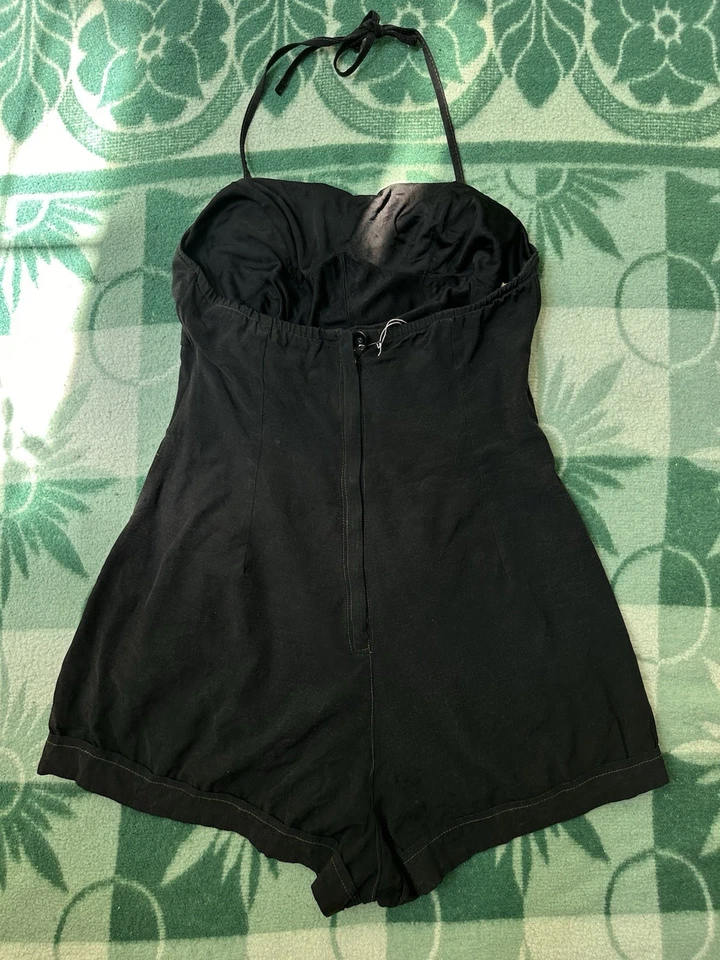 Traje de baño negro de colección años 40 50 moda brillante bolsillos talla XS Foto 4 de 4