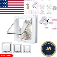 4-Way Locking Cat Door Flap - Durable Weather-Resistant Design 7.5" x 7.8"