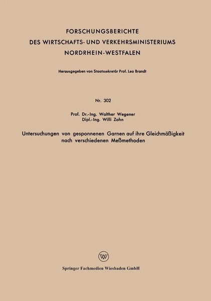 Walther Wegener | Untersuchungen Von Gesponnenen Garnen Auf Ihre...-image