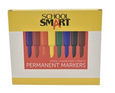 School Smart 1354254 Permanent Marker Set, Broad Chisel Tip, Assorted Colors Pa