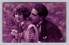 Italy- People Couple Posing For A Portrait Standard Post Old Vintage Postcard