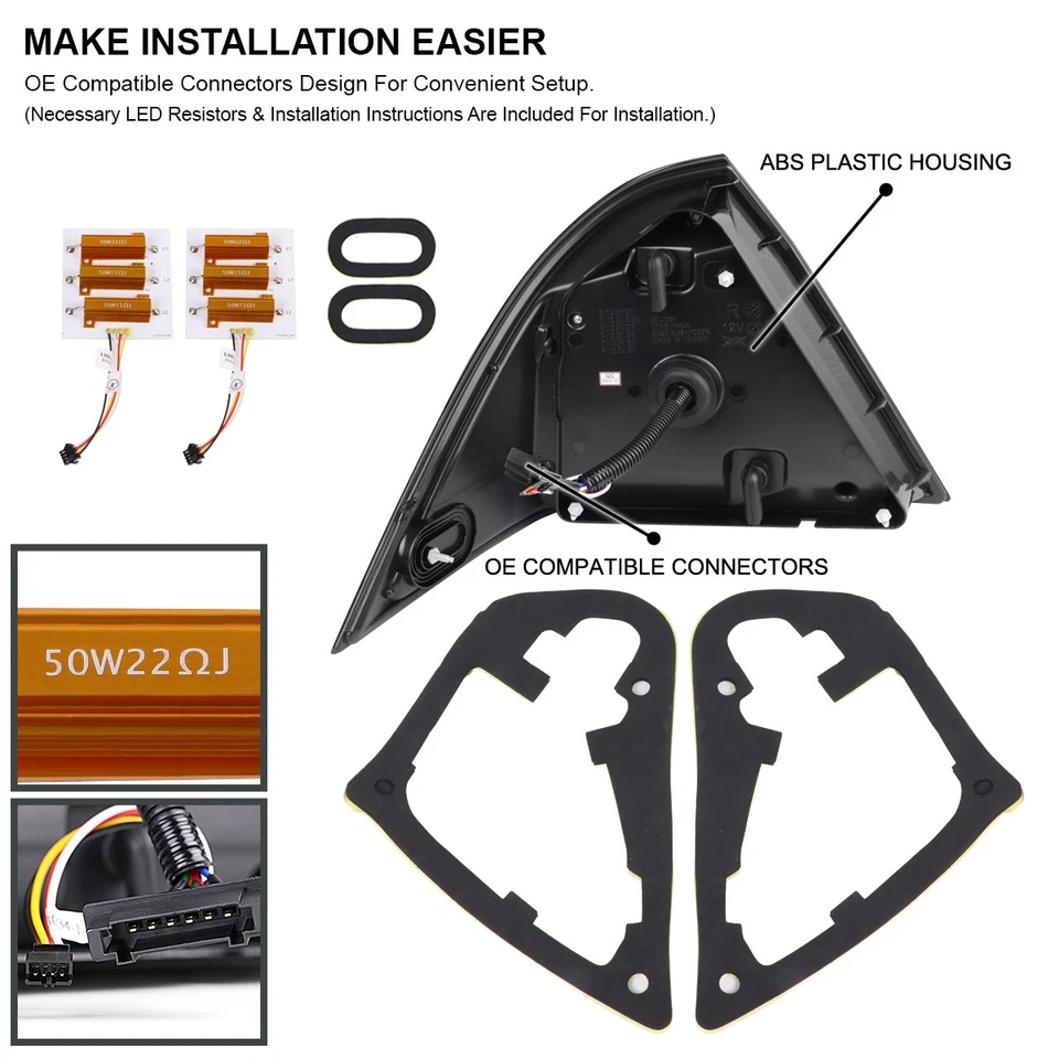 Fits 2001-2004 Mercedes Benz W203 C230 C240 Sequential Signal LED Tail Lights - Imagem 4 de 4