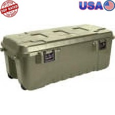 Wheeled Lockable Storage Trunk 108 Quart Heavy Duty Camping Gear Tools Plastic